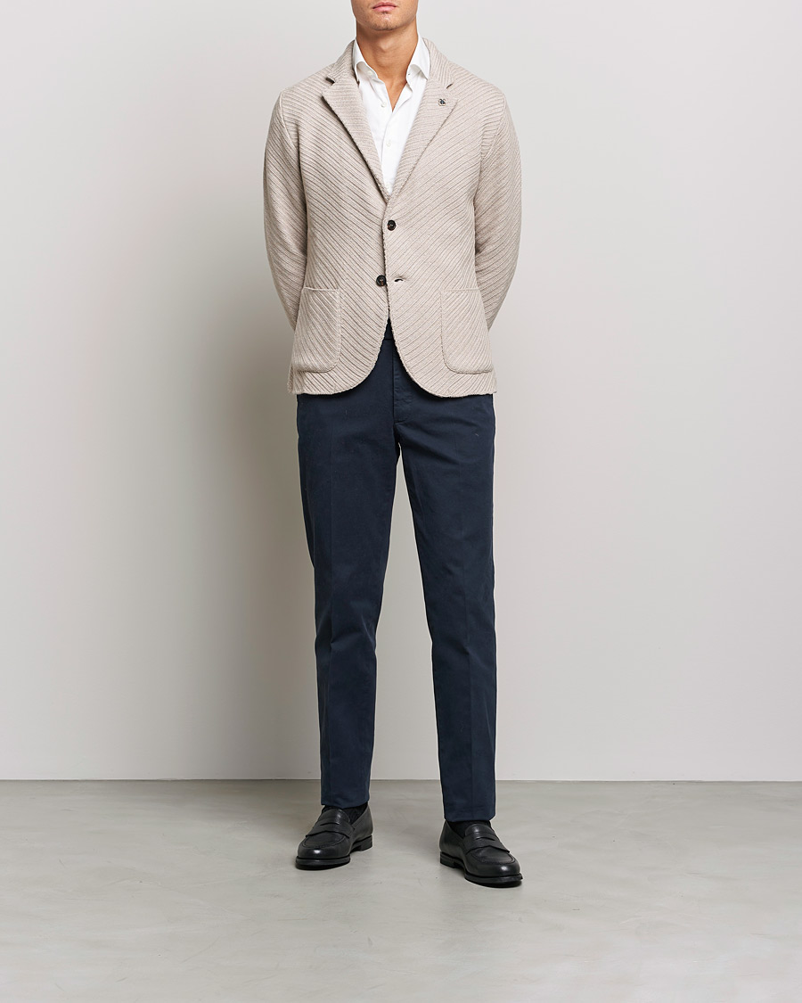Men | Blazers | Lardini | Structured Knitted Wool Blazer Beige