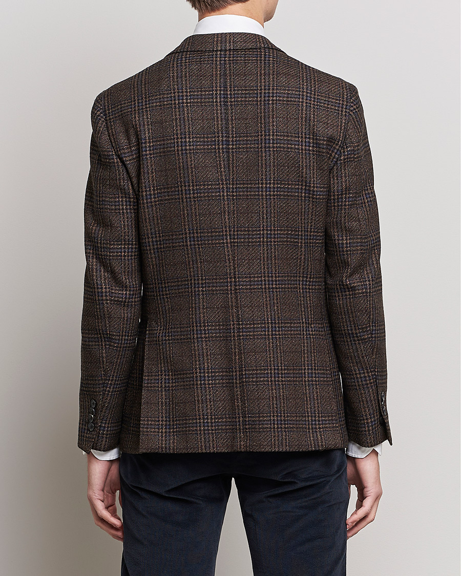 Men | Blazers | Lardini | Checked Patch Pocket Wool/Silk Blazer Brown