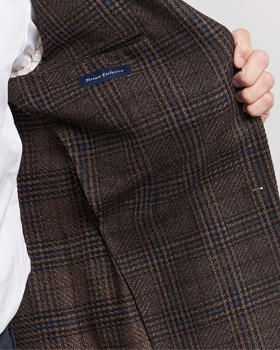 Men | Blazers | Lardini | Checked Patch Pocket Wool/Silk Blazer Brown