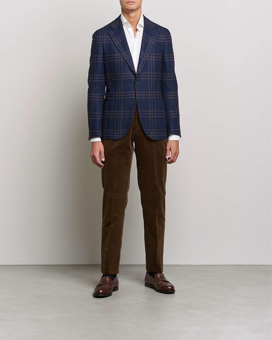 Men | Blazers | Lardini | Checked Wool Blazer Navy