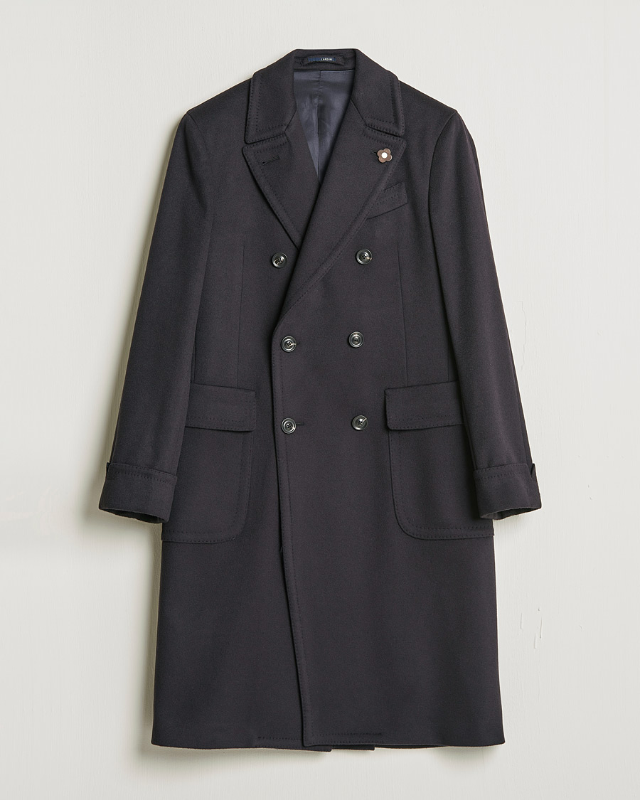 Men | Coats & Jackets | Lardini | Ulster Double Breasted Wool Coat Navy