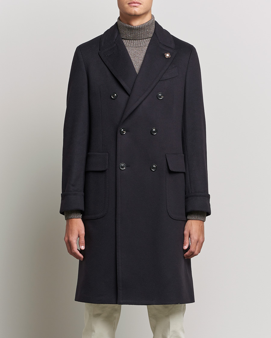 Men | Formal jackets | Lardini | Ulster Double Breasted Wool Coat Navy