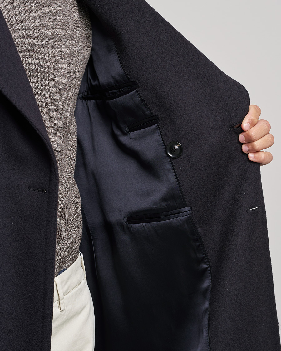 Men | Coats & Jackets | Lardini | Ulster Double Breasted Wool Coat Navy