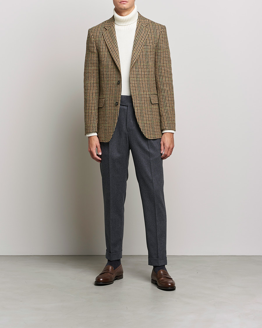 Men | Blazers | Oscar Jacobson | Freeman Moon Houndstooth Tweed Blazer Beige
