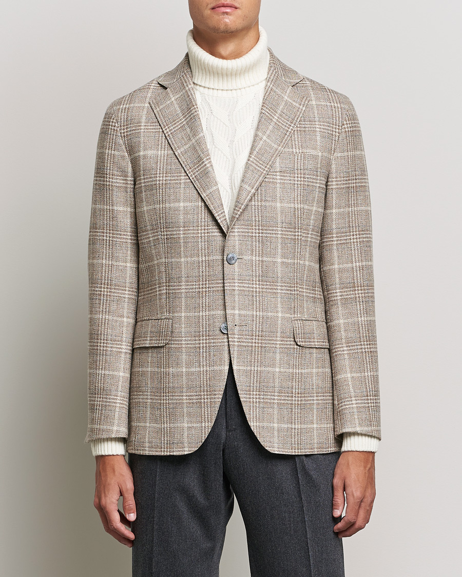 Men | Wool Blazers | Oscar Jacobson | Ferry Soft Checked Wool Blazer Beige