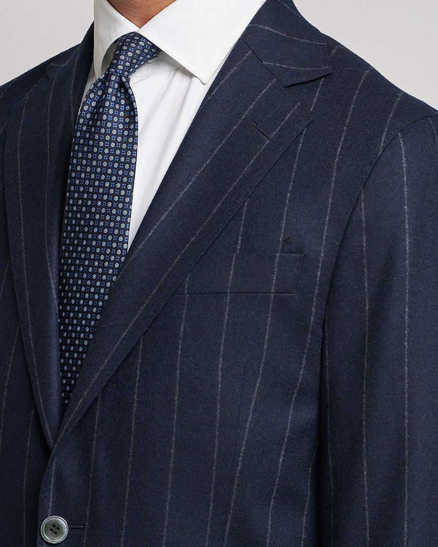 Men | Suits | Oscar Jacobson | Ego Pinstripe Wool Flannel Suit Navy