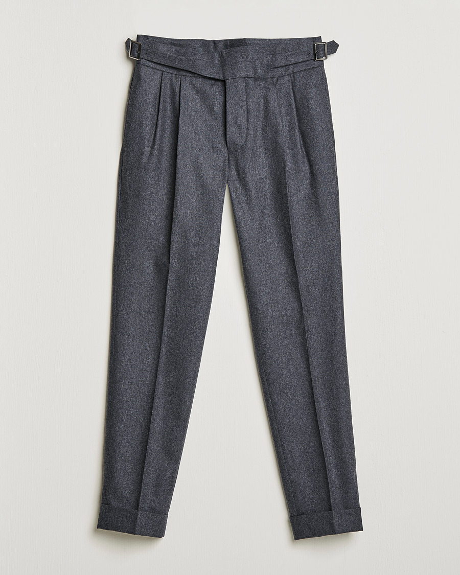 Men | Trousers | Oscar Jacobson | Gurkha Flannel Trousers Charcoal