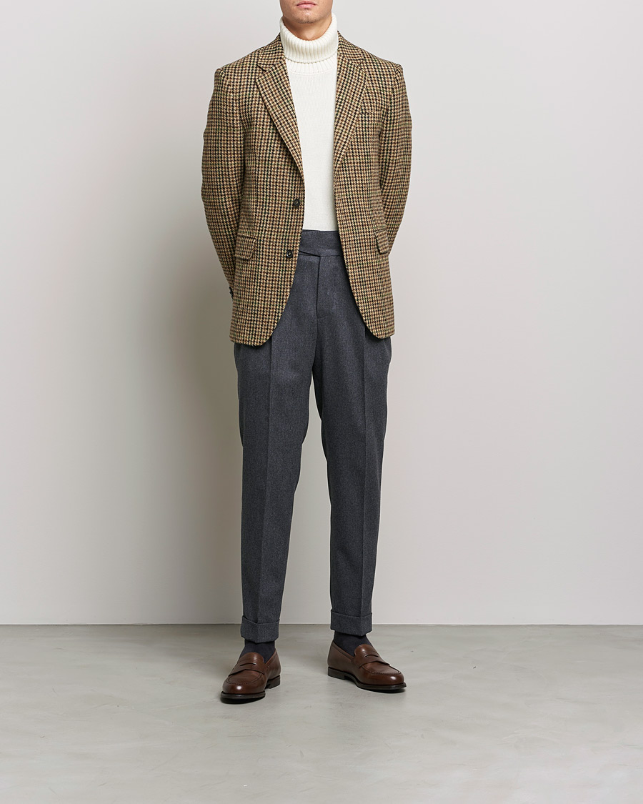 Men | Trousers | Oscar Jacobson | Gurkha Flannel Trousers Charcoal