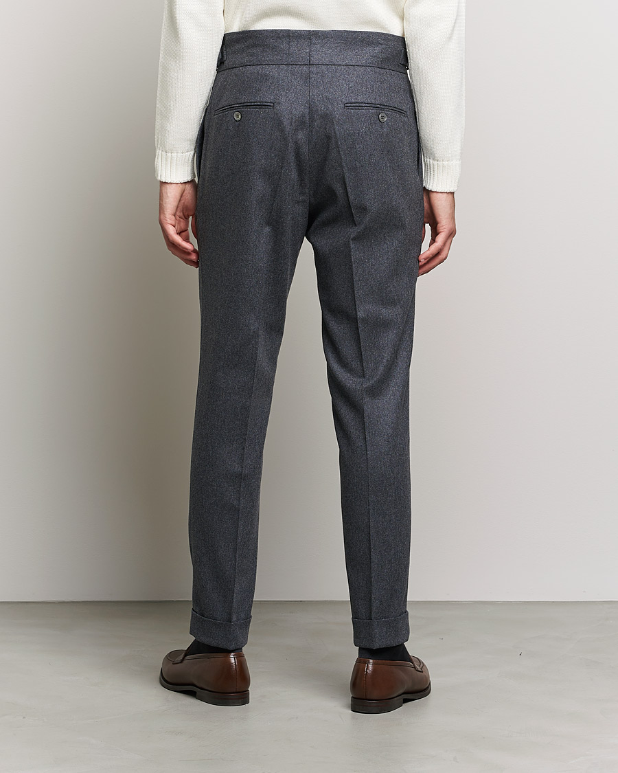 Men | Trousers | Oscar Jacobson | Gurkha Flannel Trousers Charcoal