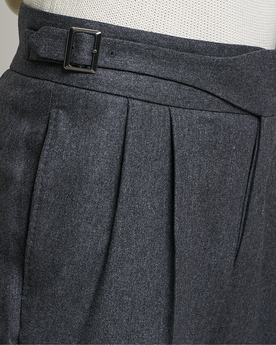 Men | Trousers | Oscar Jacobson | Gurkha Flannel Trousers Charcoal