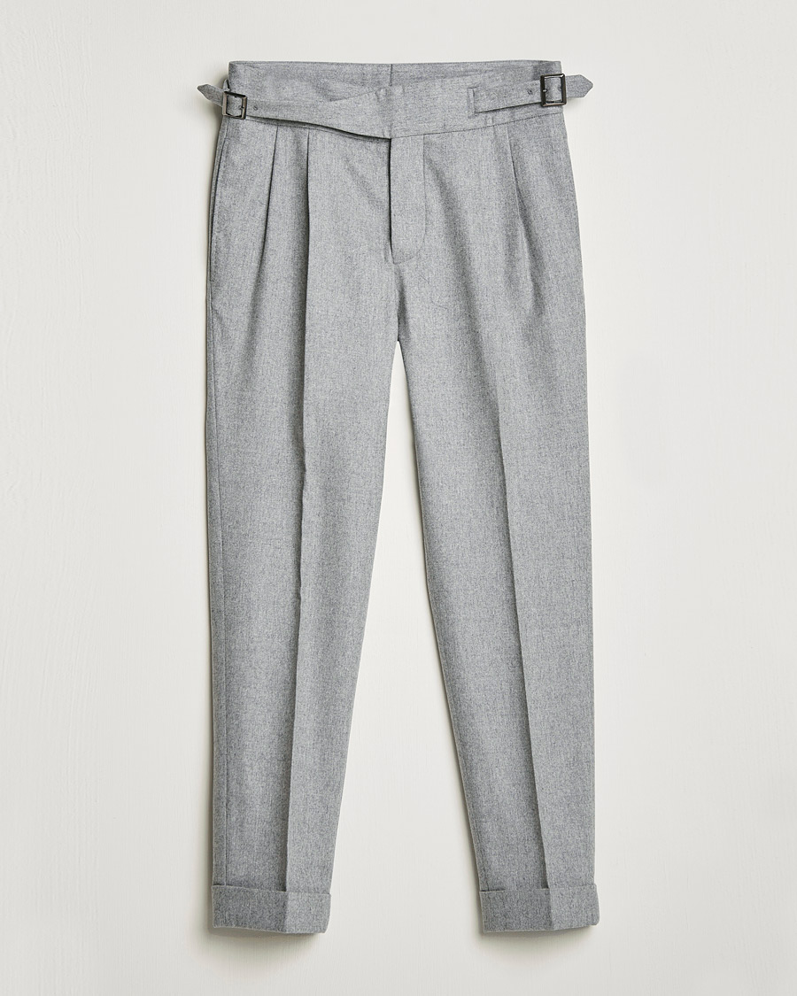 Men | Trousers | Oscar Jacobson | Gurkha Flannel Trousers Light Grey