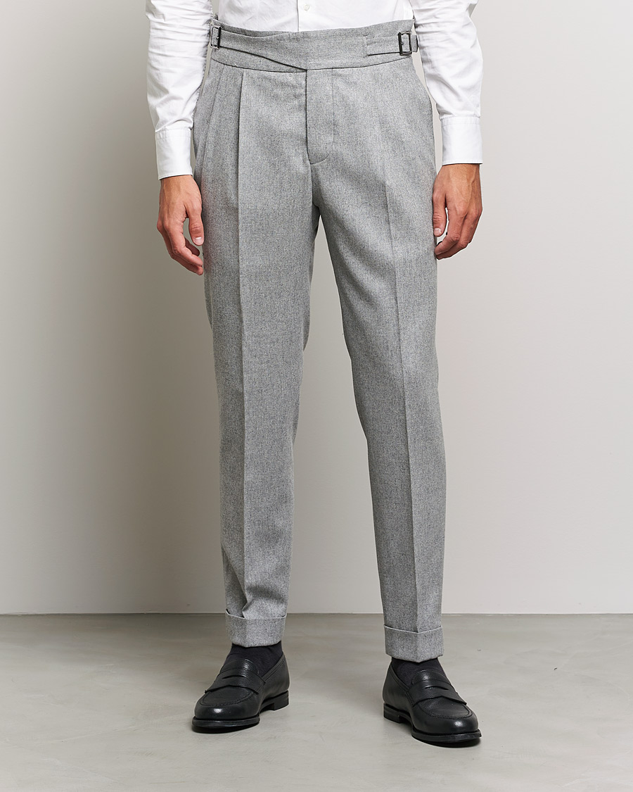 Men | Trousers | Oscar Jacobson | Gurkha Flannel Trousers Light Grey