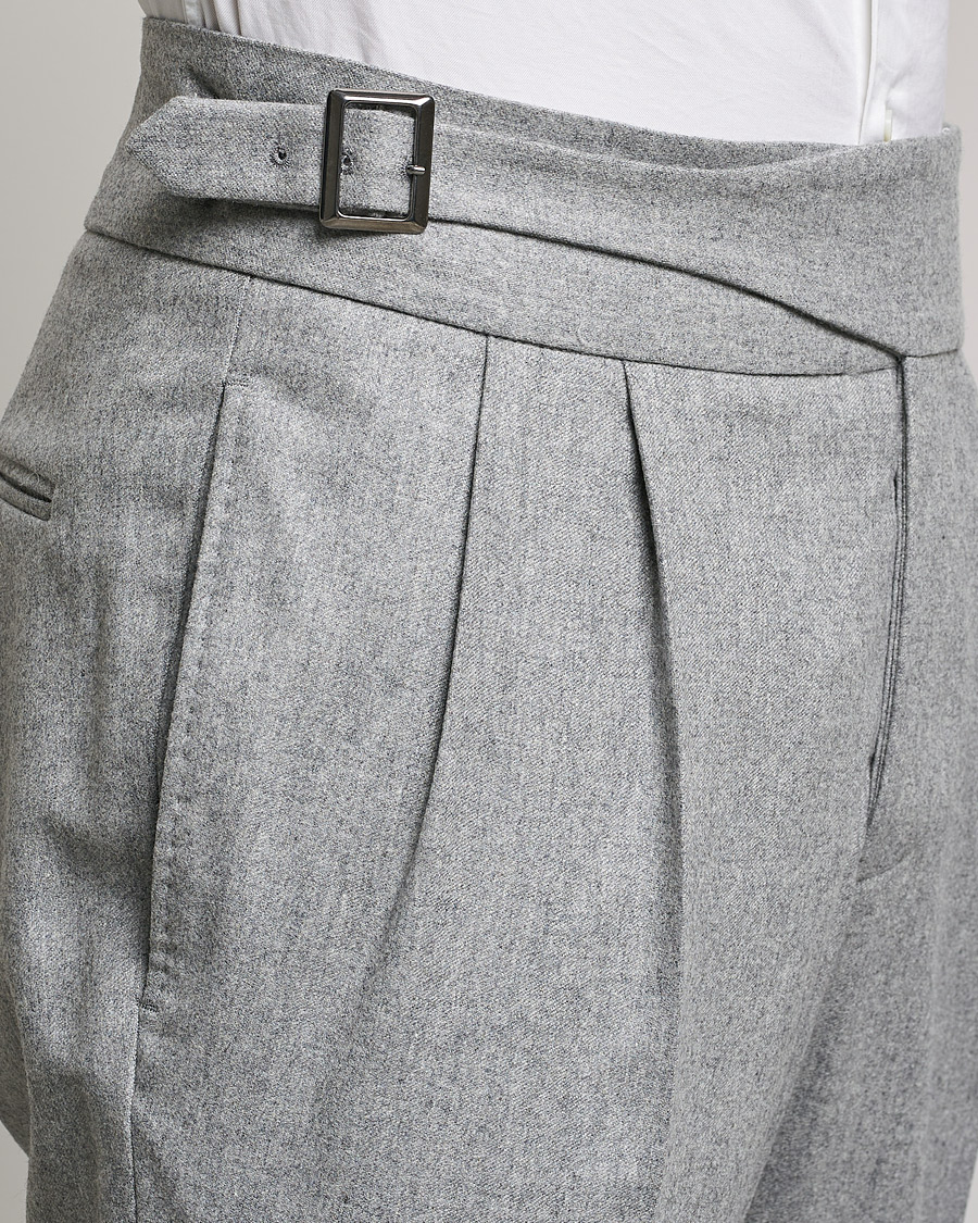 Men | Trousers | Oscar Jacobson | Gurkha Flannel Trousers Light Grey