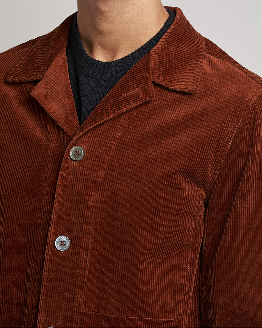 Men | Shirts | Oscar Jacobson | Hampus Corduroy Shirt Jacket Orange