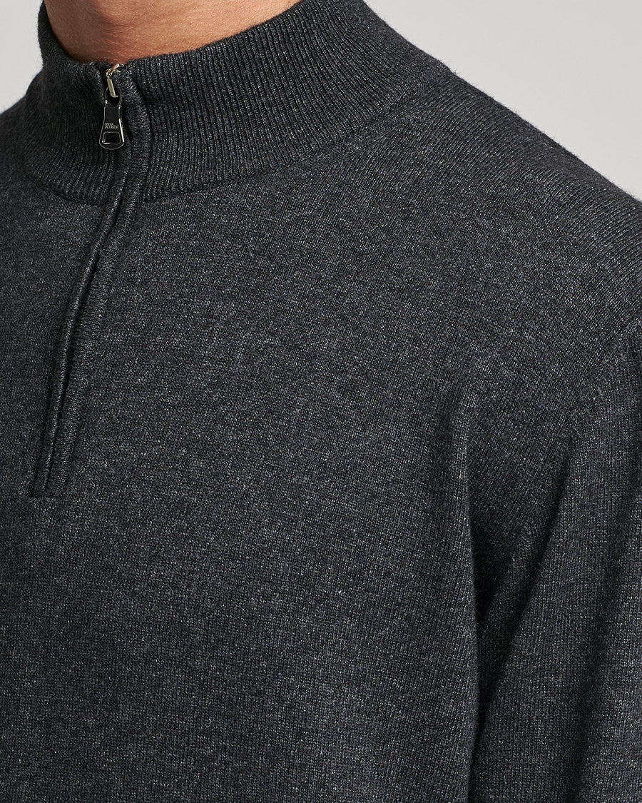 Men | Sweaters & Knitwear | Oscar Jacobson | Patton Wool/Cashmere Half Zip Charcoal