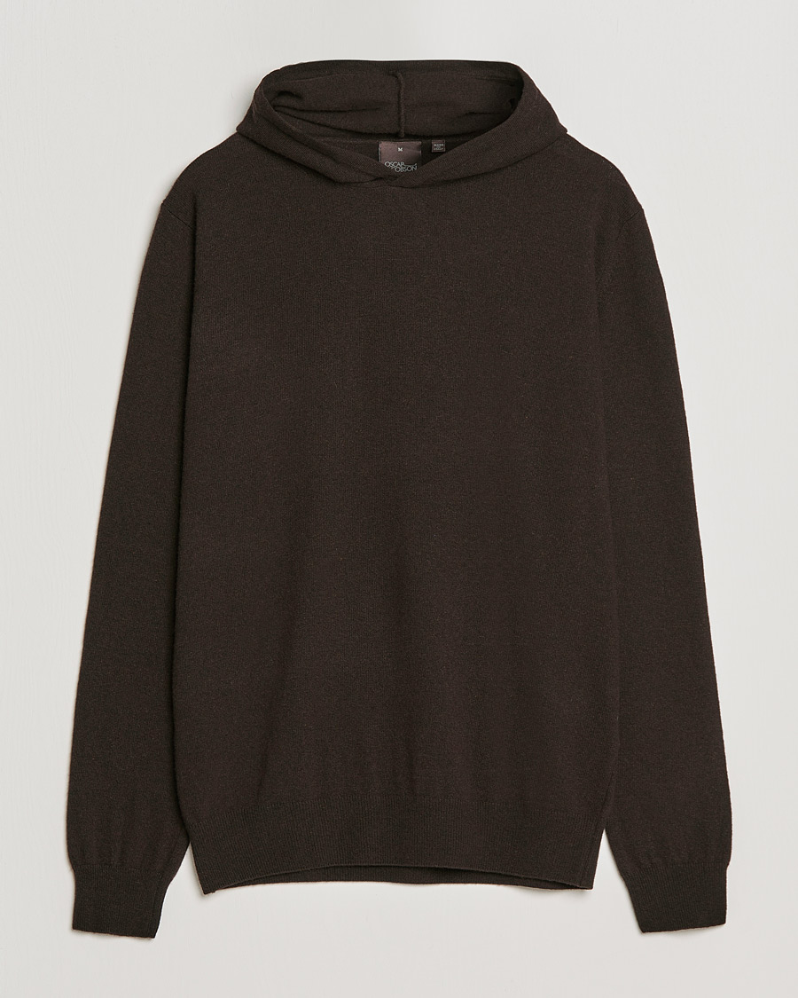 Men | Sweaters & Knitwear | Oscar Jacobson | Pascal Wool/Cashmere Hoodie Brown