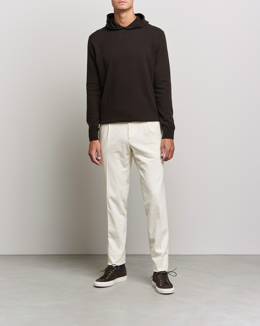 Men | Sweaters & Knitwear | Oscar Jacobson | Pascal Wool/Cashmere Hoodie Brown