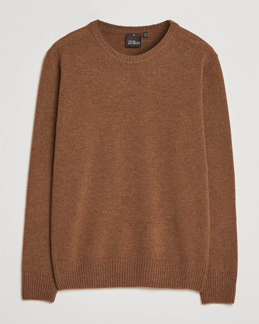 Men | Sweaters & Knitwear | Oscar Jacobson | Emerson Patch Wool Roundneck Brown