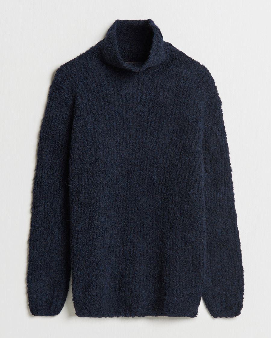 Men | Sweaters & Knitwear | Oscar Jacobson | Krister Wool/Alpaca Rollneck Navy