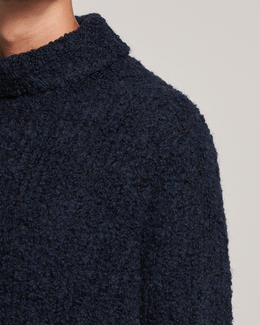 Men | Sweaters & Knitwear | Oscar Jacobson | Krister Wool/Alpaca Rollneck Navy
