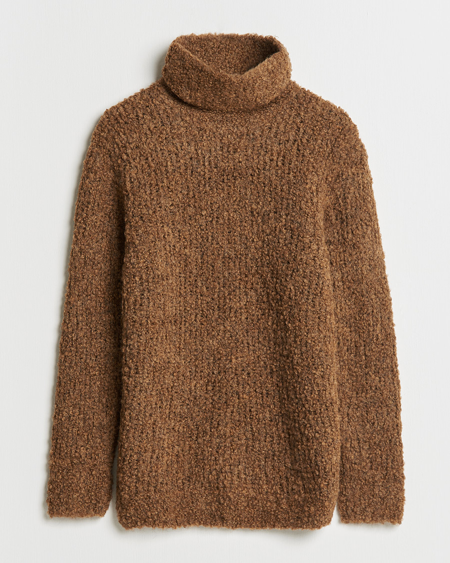 Men | Sweaters & Knitwear | Oscar Jacobson | Krister Wool/Alpaca Rollneck Dark Brown