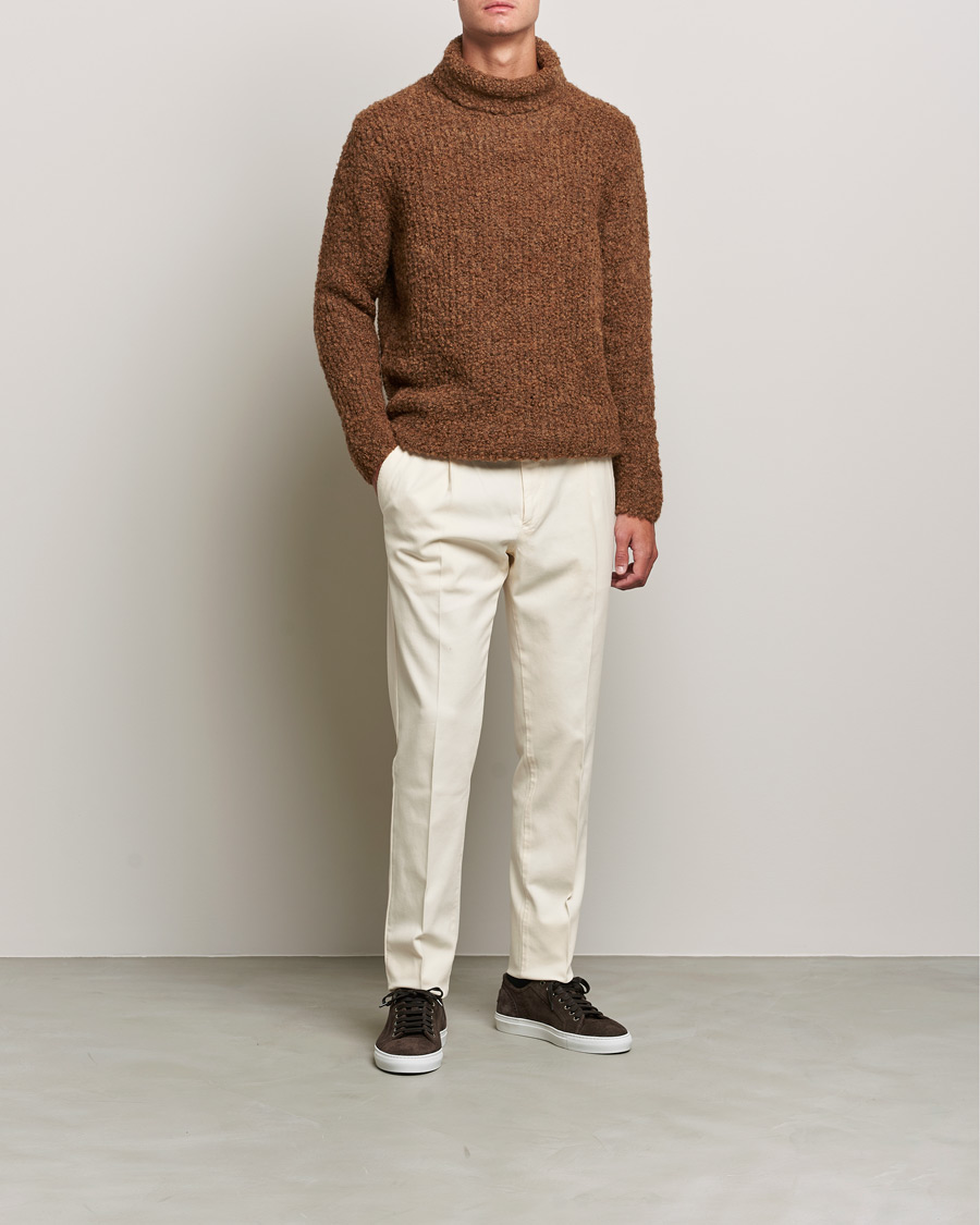 Men | Sweaters & Knitwear | Oscar Jacobson | Krister Wool/Alpaca Rollneck Dark Brown