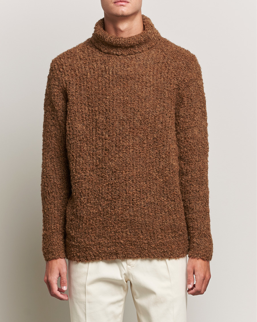 Men | Sweaters & Knitwear | Oscar Jacobson | Krister Wool/Alpaca Rollneck Dark Brown