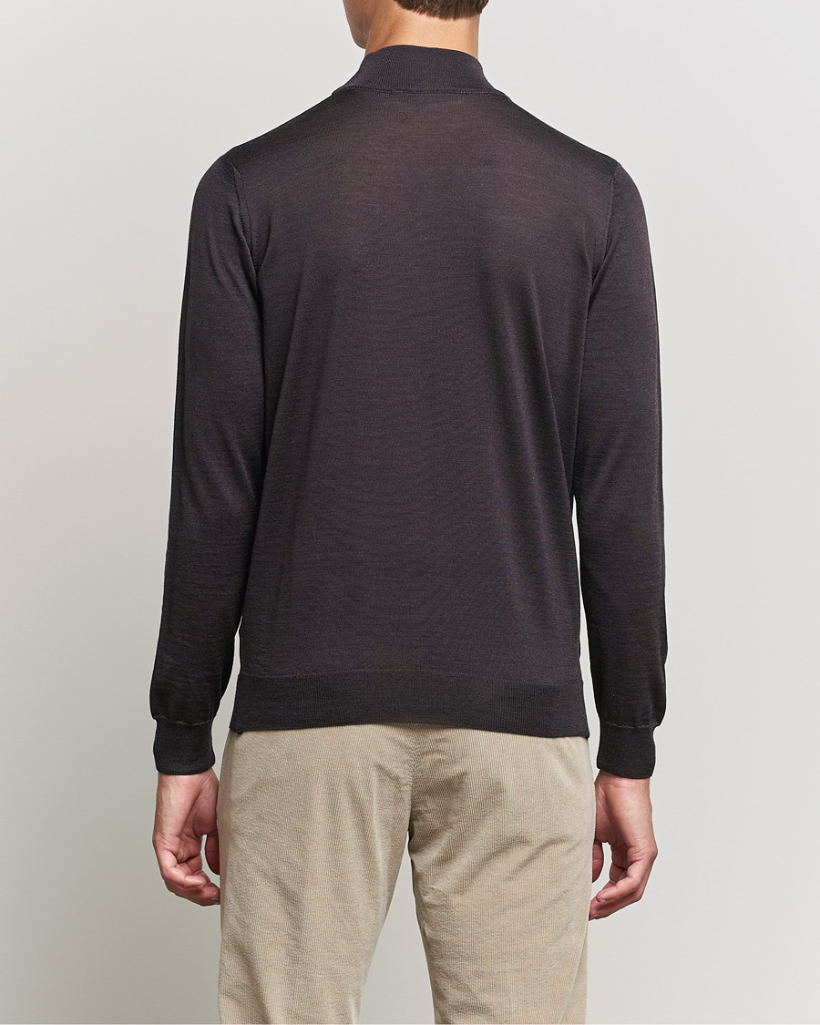 Men | Sweaters & Knitwear | Oscar Jacobson | Hilton Extrafine Merino Mock Neck Brown