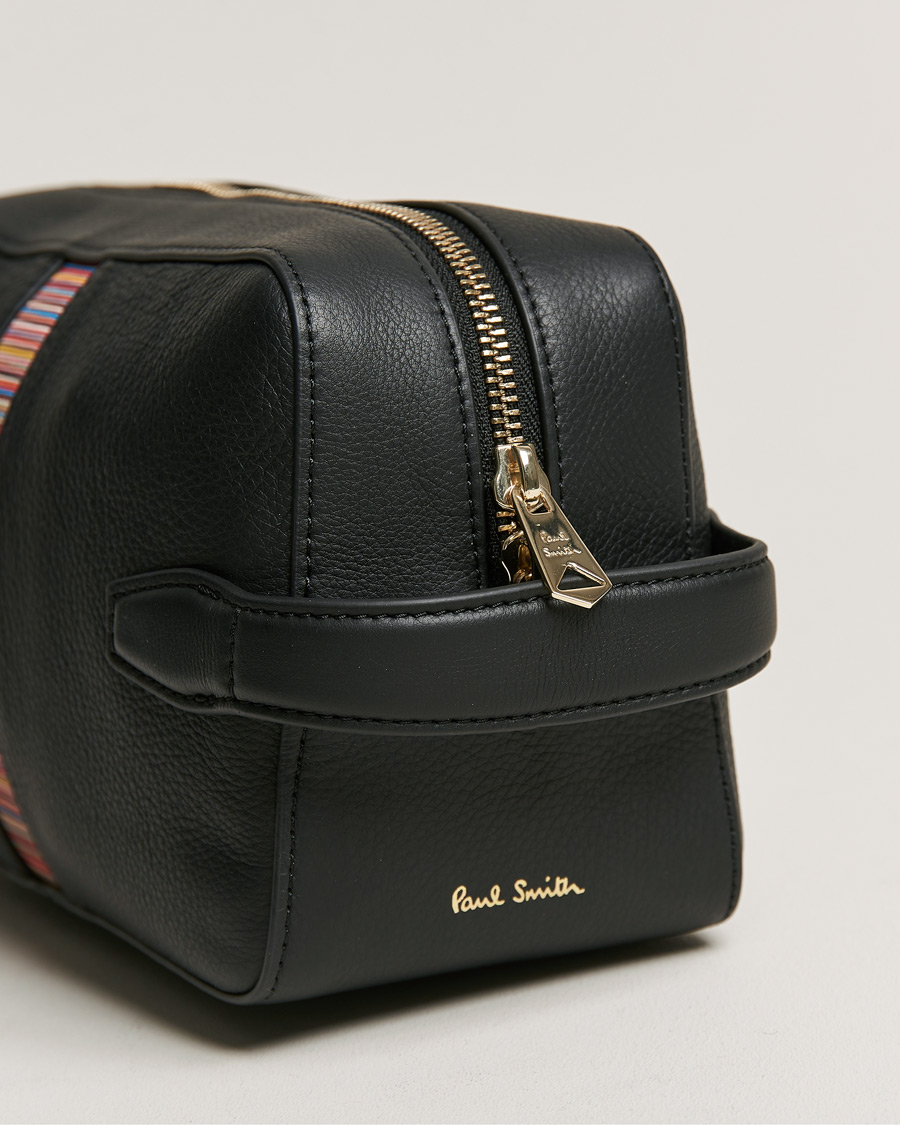 Paul Smith Signature Stripe Leather Washbag in Black for Men Mens Bags Toiletry bags and wash bags 