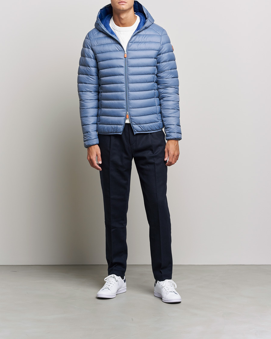 Men | Coats & Jackets | Save The Duck | Donald Lightweight Padded Hooded Jacket Stone Blue