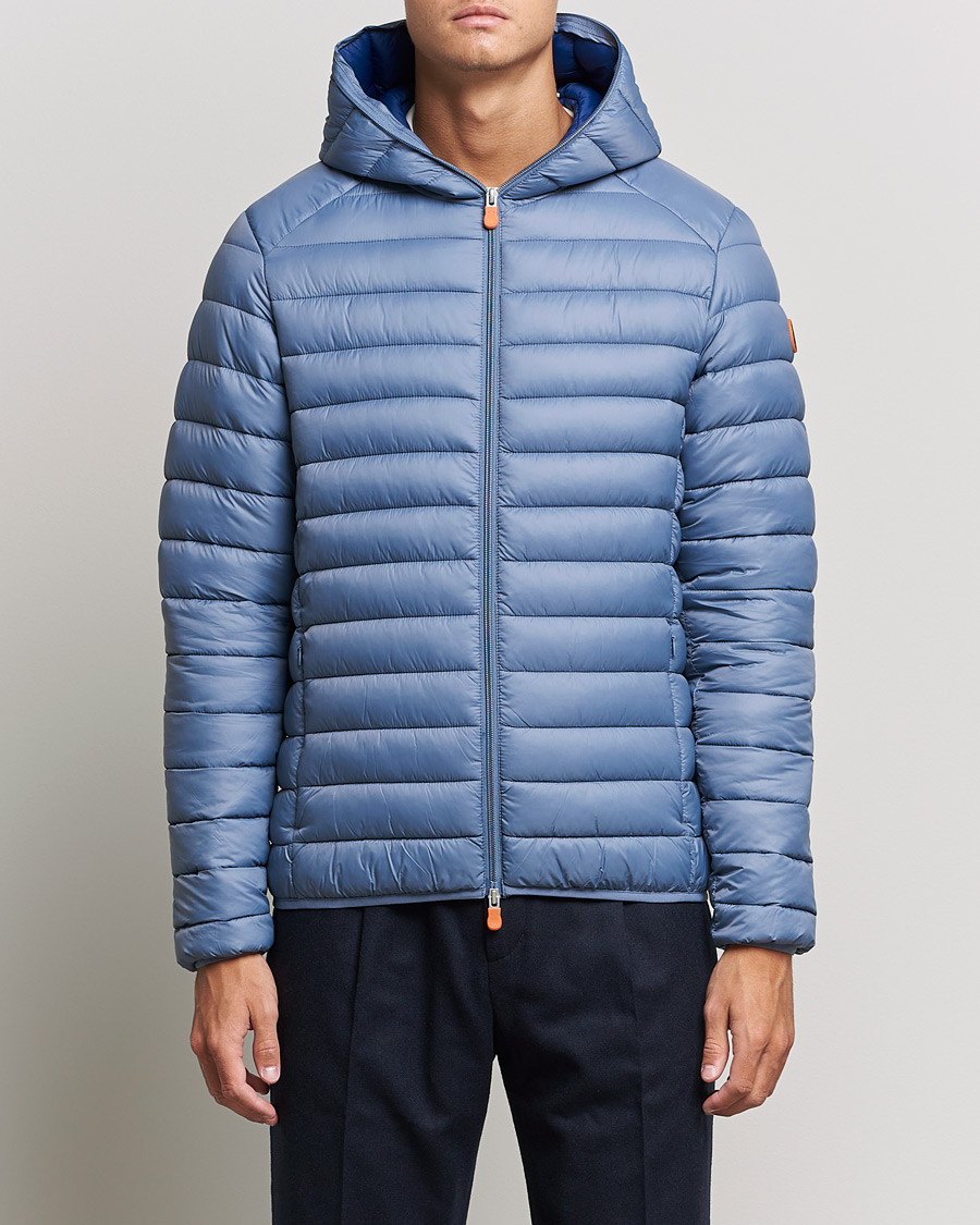Men | Coats & Jackets | Save The Duck | Donald Lightweight Padded Hooded Jacket Stone Blue