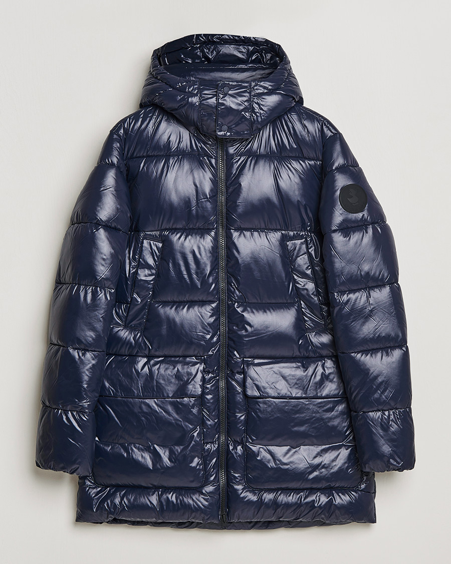 Men | Coats & Jackets | Save The Duck | Christian Long Padded Puffer Jacket Blue Black