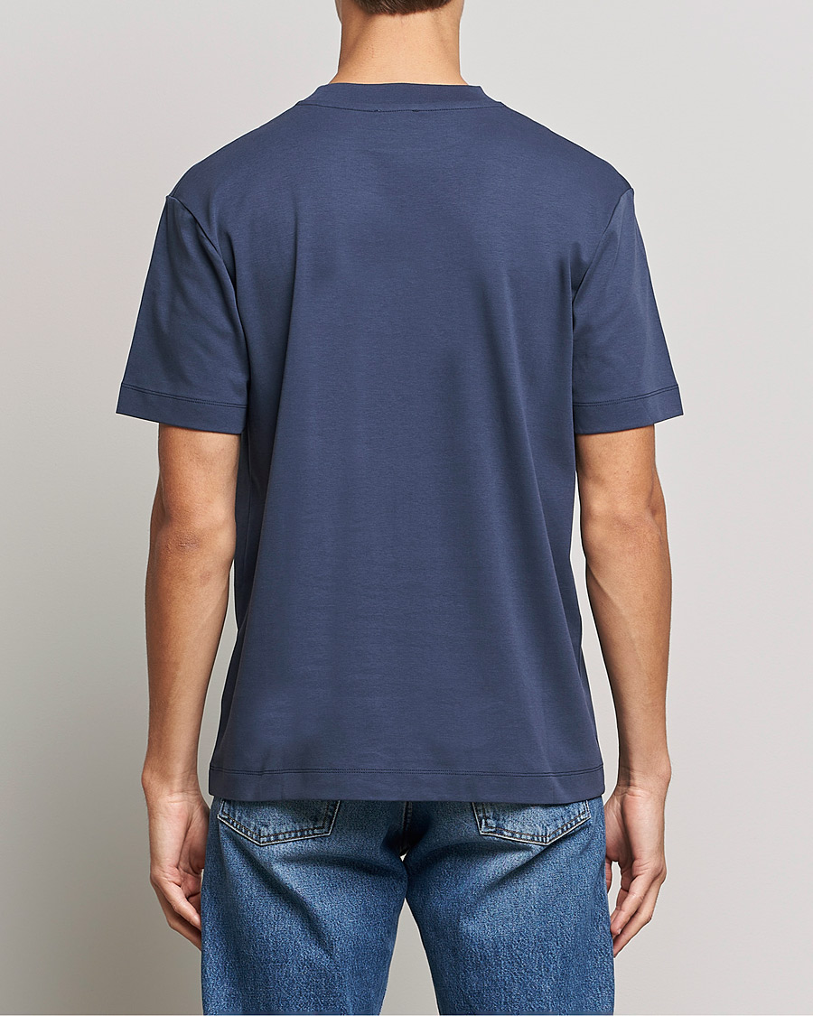 Men | T-Shirts | Sunspel | Brushed Cotton Mock Neck Tee Navy