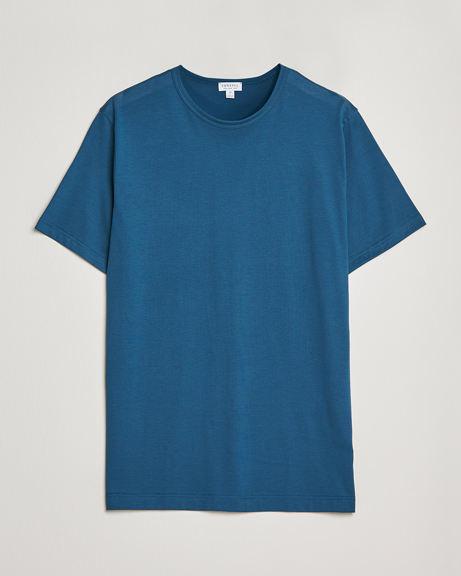 Men | T-Shirts | Sunspel | Crew Neck Cotton Tee Teal