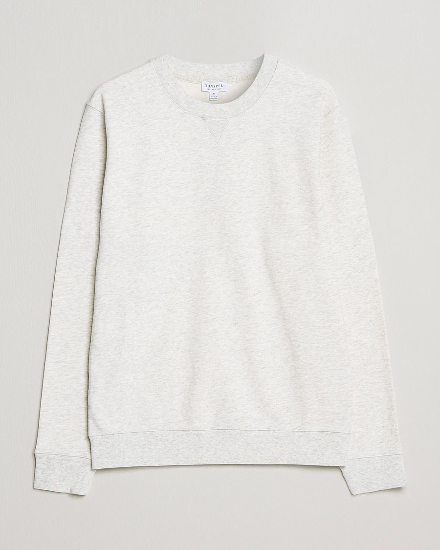 Men | Sweaters & Knitwear | Sunspel | Loopback Sweatshirt Archive White Melange