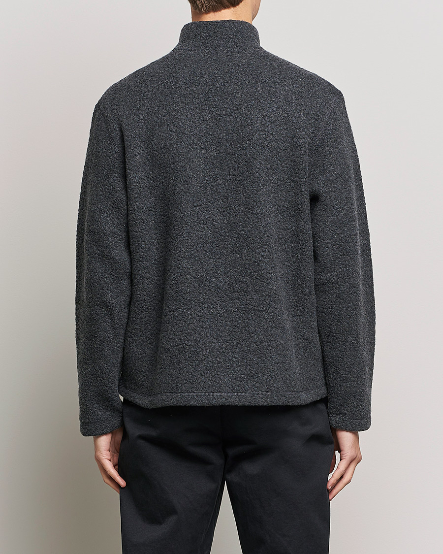 Men | Sweaters & Knitwear | Sunspel | Eco Wool Half Zip Fleece Charcoal Melange