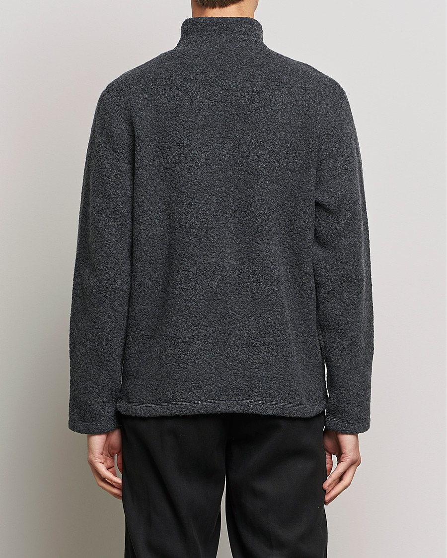 Men | Sweaters & Knitwear | Sunspel | Eco Wool Full Zip Fleece Jacket Charcoal Melange