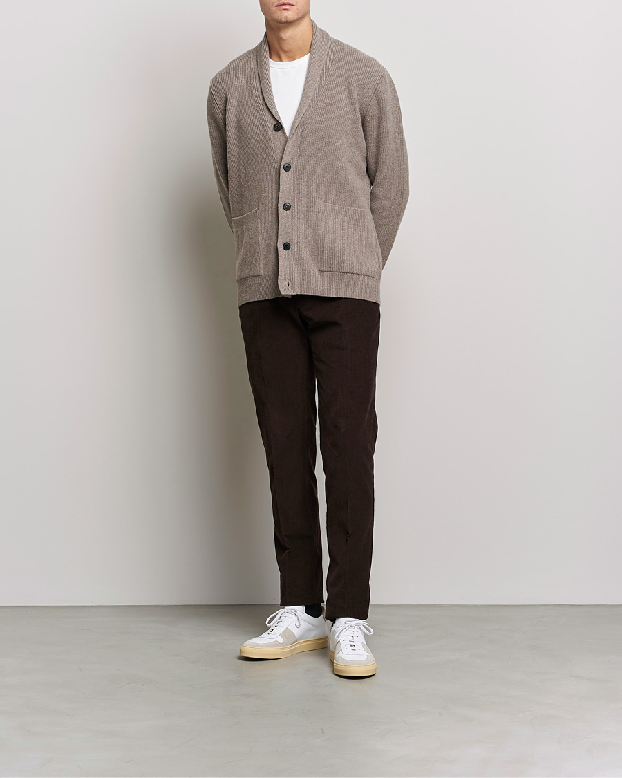 Men | Sweaters & Knitwear | Sunspel | Lambswool/Cashmere Shawl Cardigan  Oatmeal Melange
