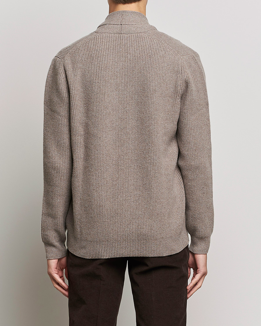 Men | Sweaters & Knitwear | Sunspel | Lambswool/Cashmere Shawl Cardigan  Oatmeal Melange