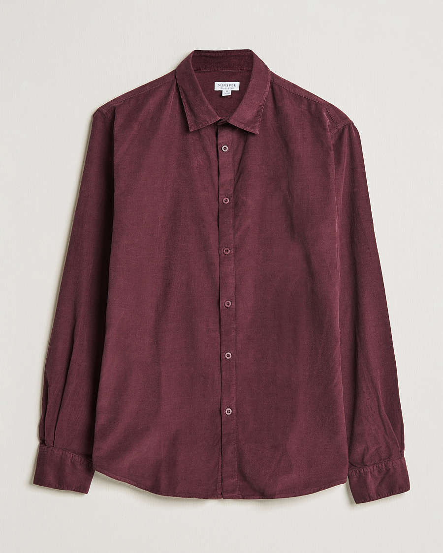 Men | Shirts | Sunspel | Cotton Baby Cord Shirt Port