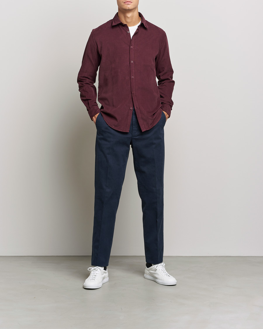 Men | Shirts | Sunspel | Cotton Baby Cord Shirt Port