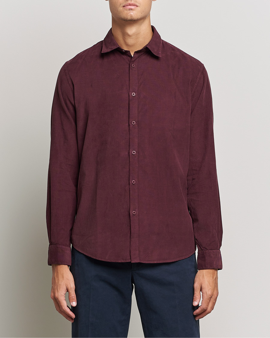 Men | Shirts | Sunspel | Cotton Baby Cord Shirt Port