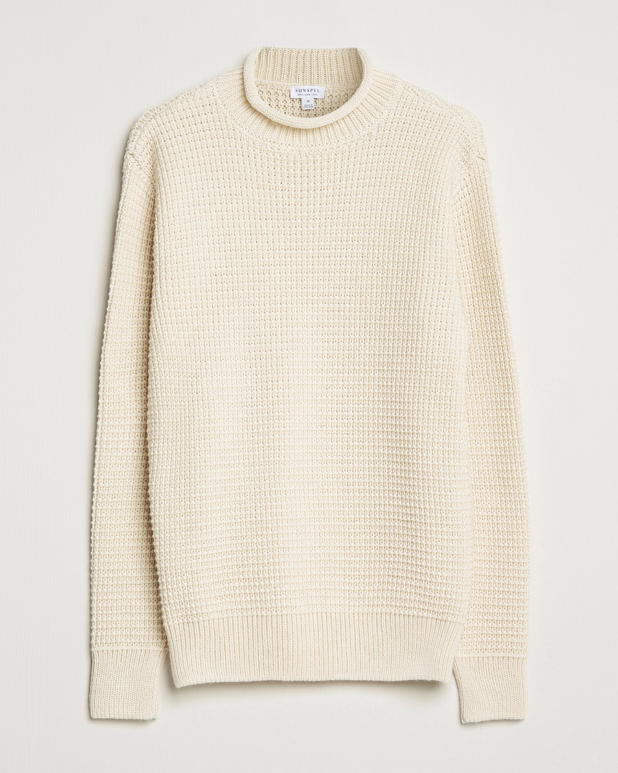 Men | Sweaters & Knitwear | Sunspel | Fisherman Jumper Ecru