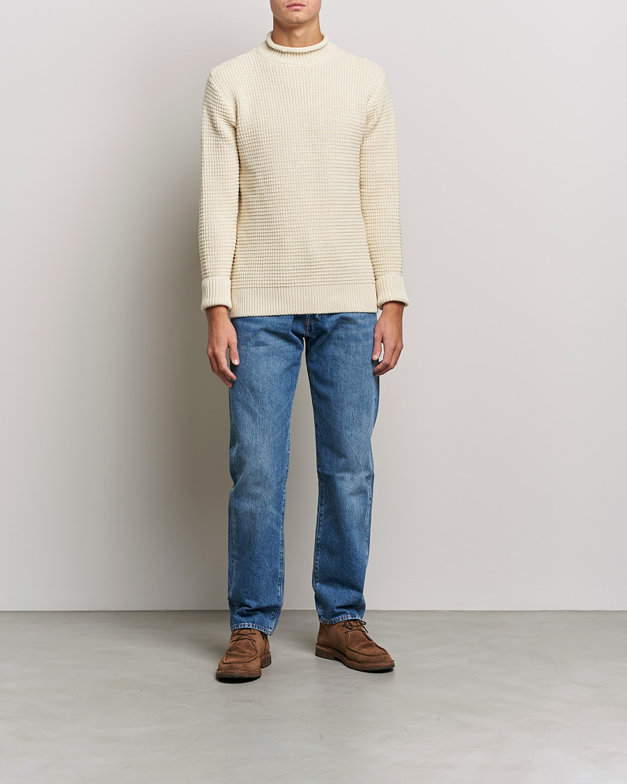Men | Sweaters & Knitwear | Sunspel | Fisherman Jumper Ecru