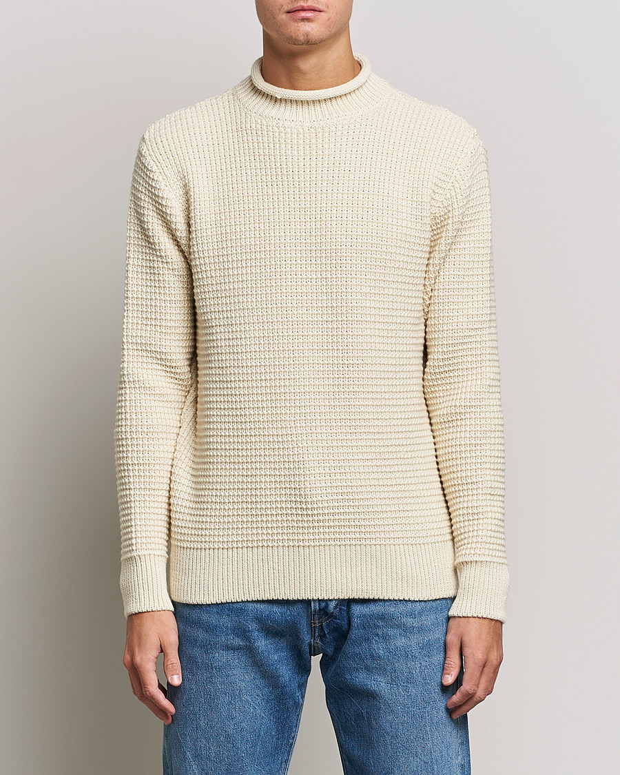 Men | Sweaters & Knitwear | Sunspel | Fisherman Jumper Ecru