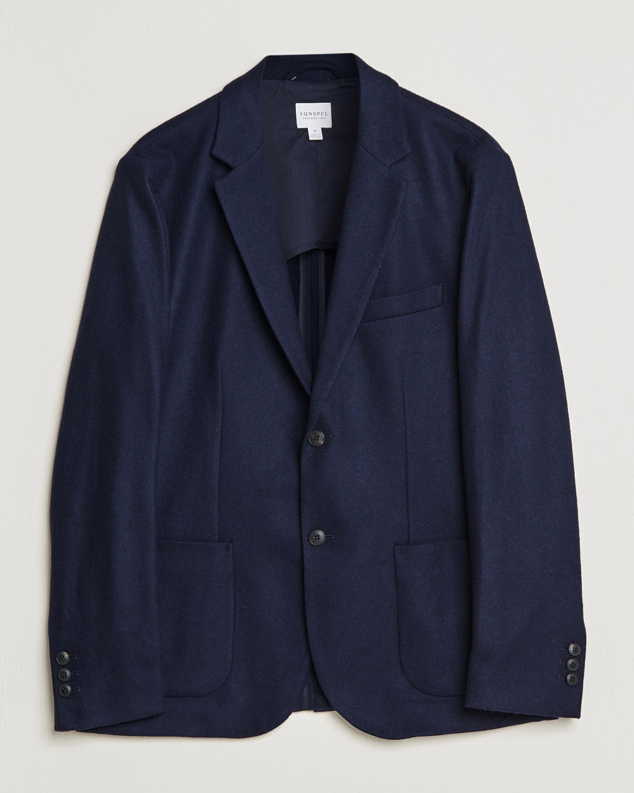 Men | Blazers | Sunspel | Boiled Wool Jersey Blazer Navy