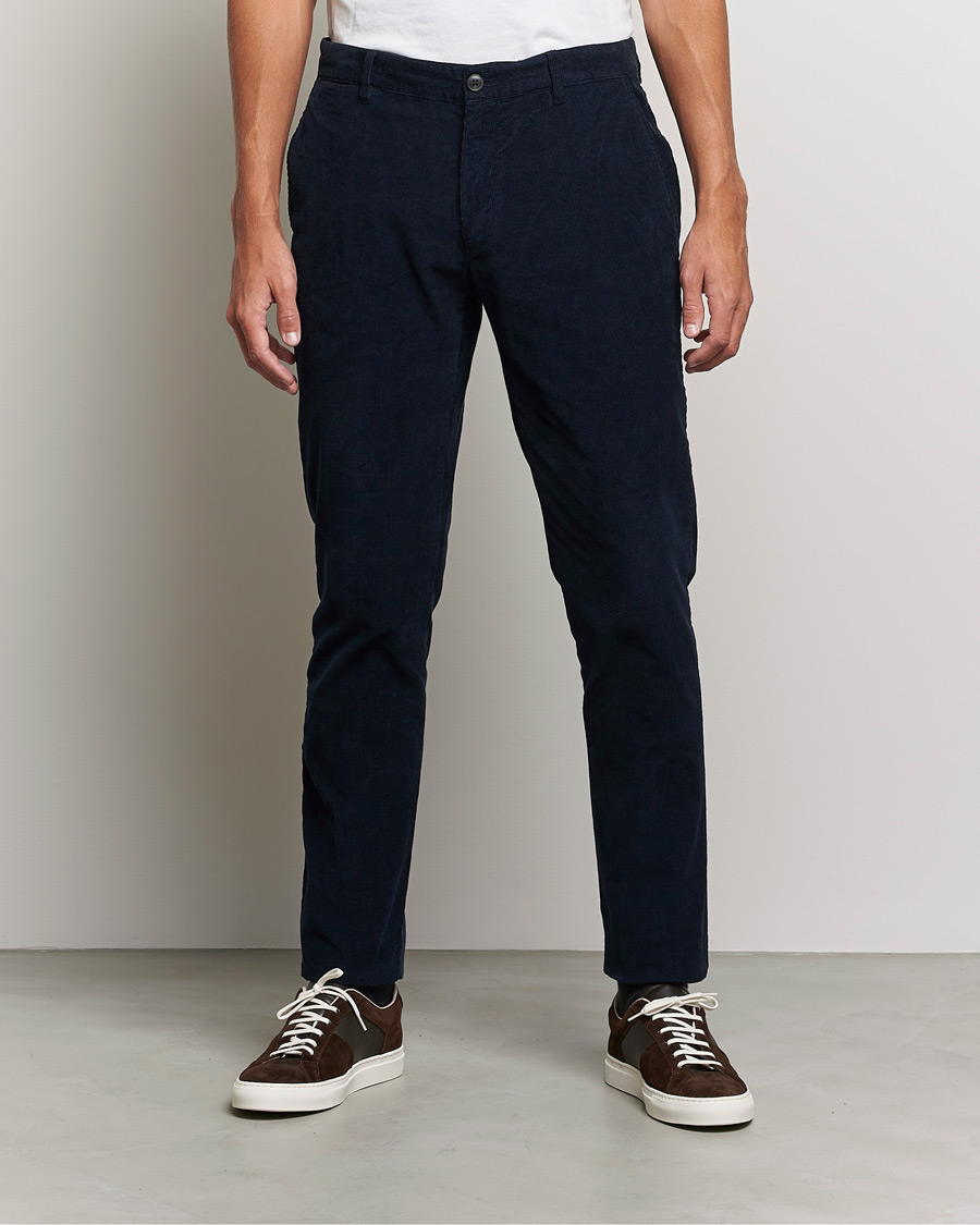 Men | Corduroy Trousers | Sunspel | Cotton Corduroy Trousers Navy