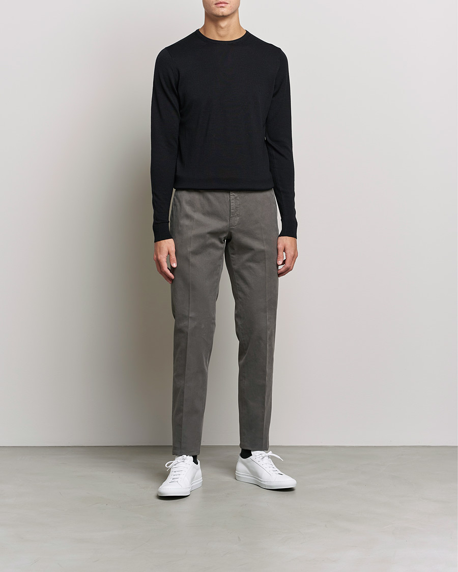 Men | Sweaters & Knitwear | Sunspel | Crew Neck Jumper Black