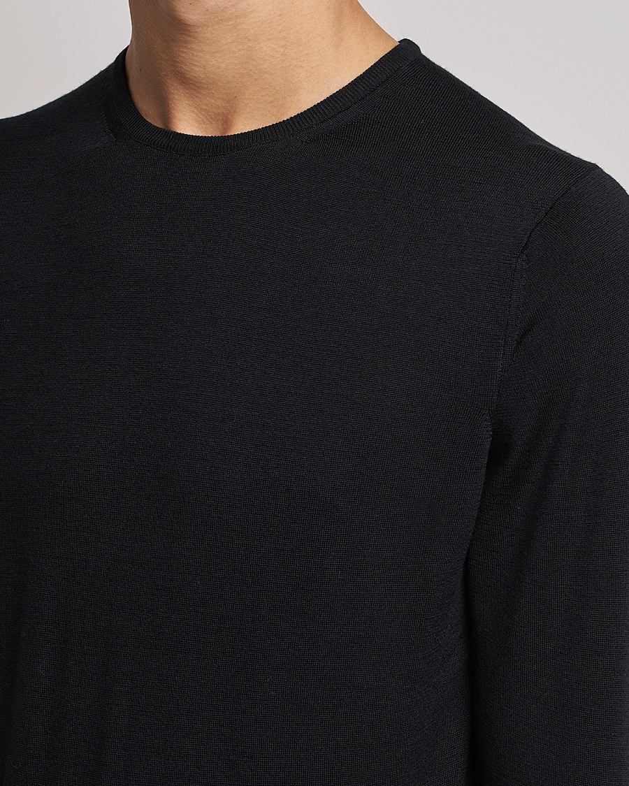 Men | Sweaters & Knitwear | Sunspel | Crew Neck Jumper Black