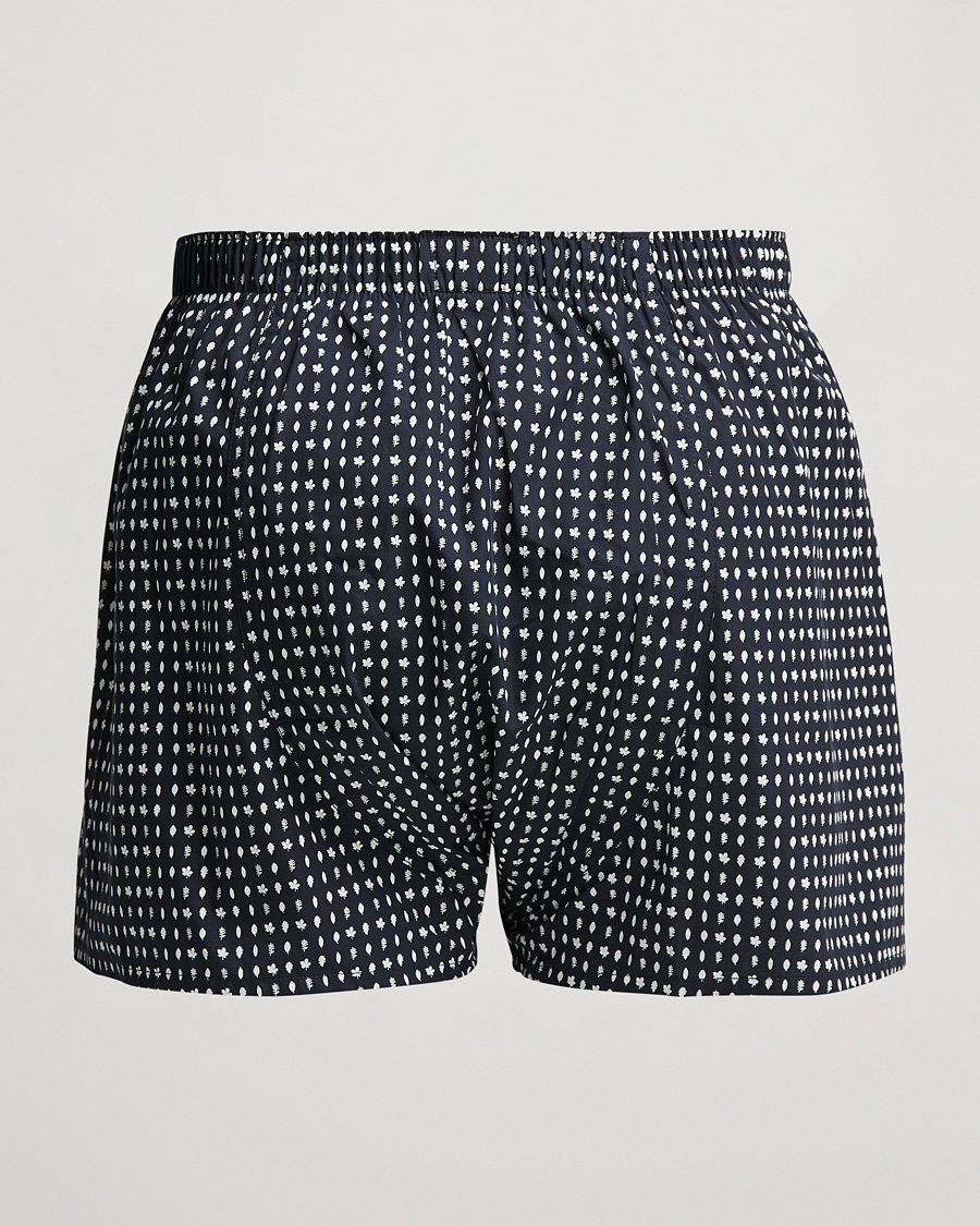 Men |  | Sunspel | Printed Cotton Boxer Shorts Dark Navy